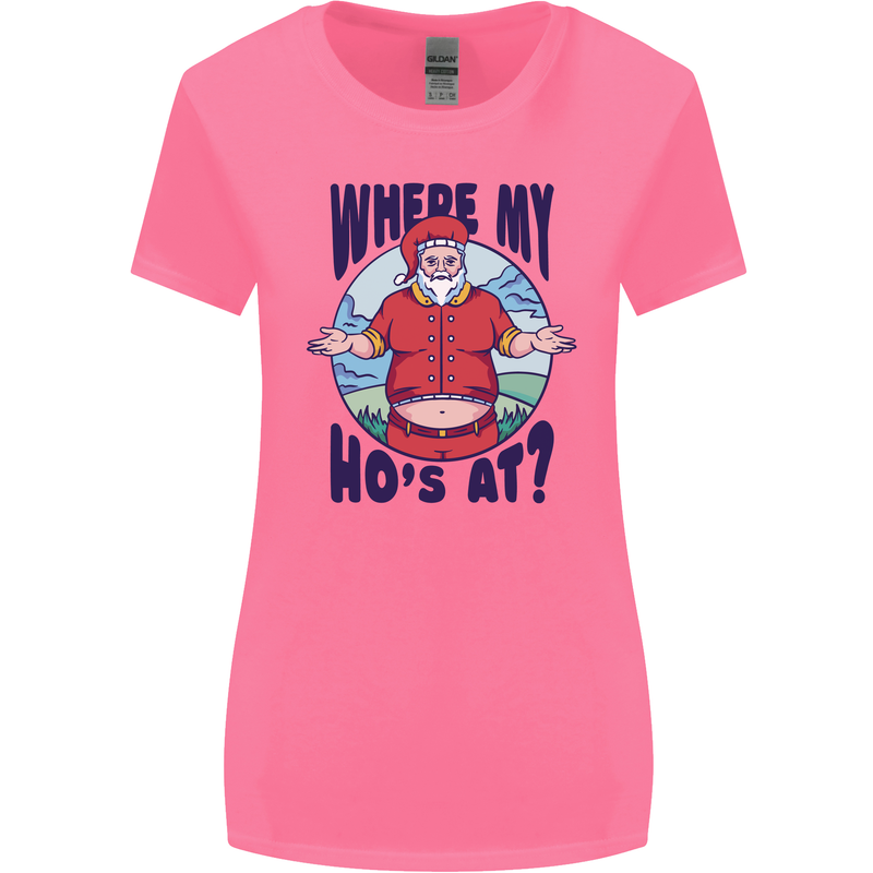 Father Christmas Where My Ho's at? Womens Wider Cut T-Shirt Azalea