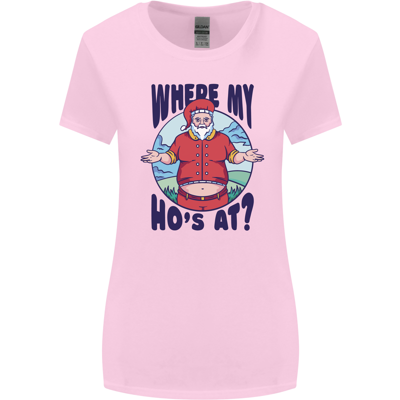 Father Christmas Where My Ho's at? Womens Wider Cut T-Shirt Light Pink