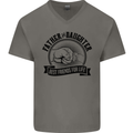Father & Daughter Best Friends Father's Day Mens V-Neck Cotton T-Shirt Charcoal