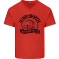 Father & Daughter Best Friends Father's Day Mens V-Neck Cotton T-Shirt Red
