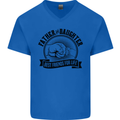 Father & Daughter Best Friends Father's Day Mens V-Neck Cotton T-Shirt Royal Blue