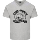 Father & Daughter Best Friends Father's Day Mens V-Neck Cotton T-Shirt Sports Grey