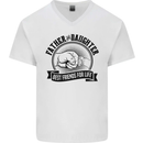 Father & Daughter Best Friends Father's Day Mens V-Neck Cotton T-Shirt White