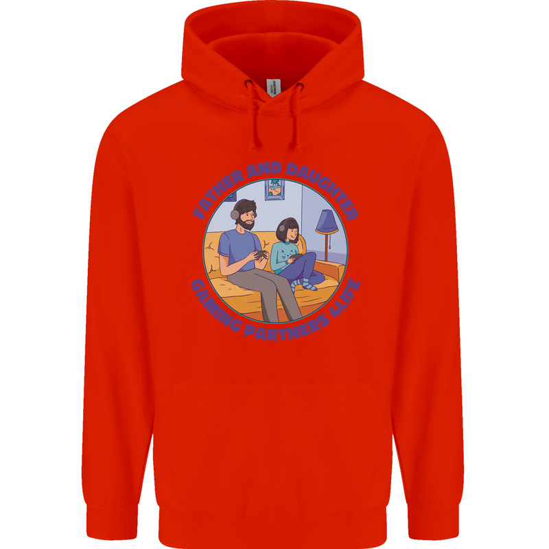 Father & Daughter Gaming Gamer Day Funny Childrens Kids Hoodie Bright Red