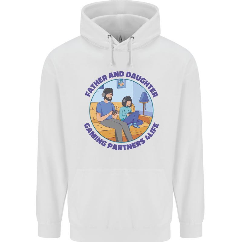 Father & Daughter Gaming Gamer Day Funny Childrens Kids Hoodie White