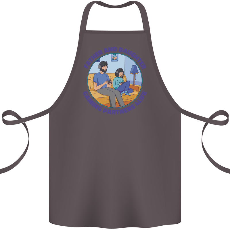 Father & Daughter Gaming Gamer Day Funny Cotton Apron 100% Organic Dark Grey