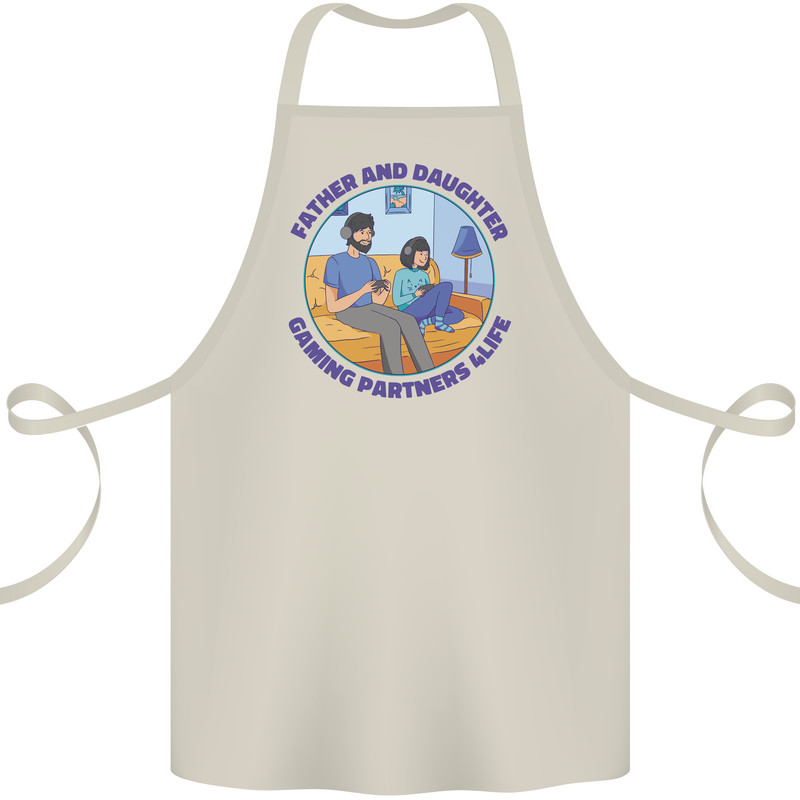 Father & Daughter Gaming Gamer Day Funny Cotton Apron 100% Organic Natural