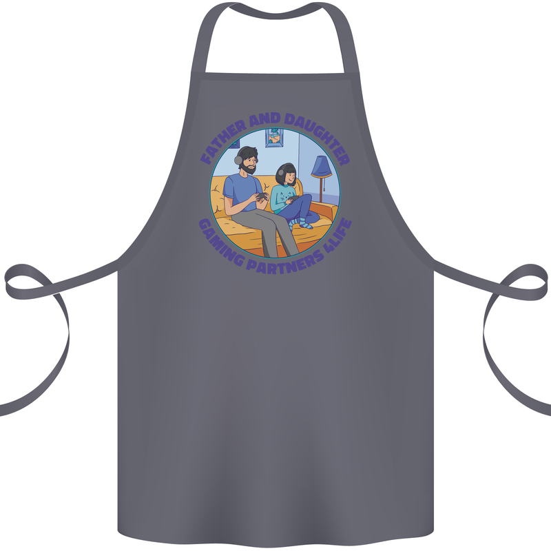 Father & Daughter Gaming Gamer Day Funny Cotton Apron 100% Organic Steel