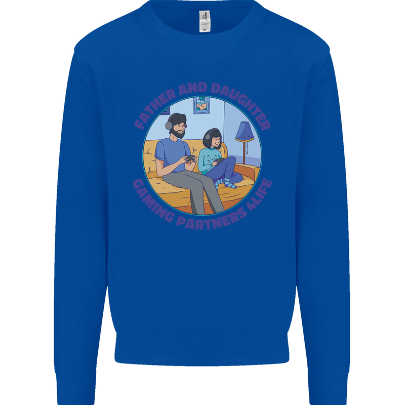 Father & Daughter Gaming Gamer Day Funny Kids Sweatshirt Jumper Royal Blue