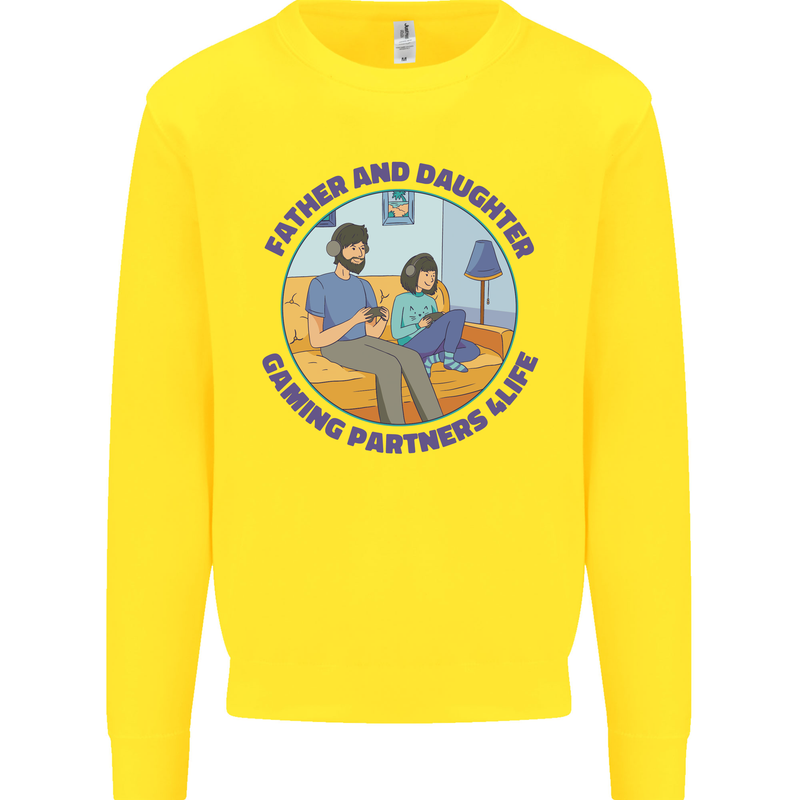 Father & Daughter Gaming Gamer Day Funny Kids Sweatshirt Jumper Yellow