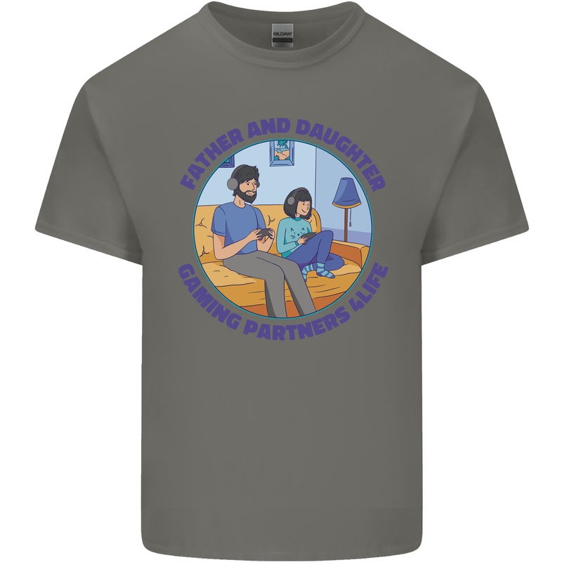 Father & Daughter Gaming Gamer Day Funny Kids T-Shirt Childrens Charcoal