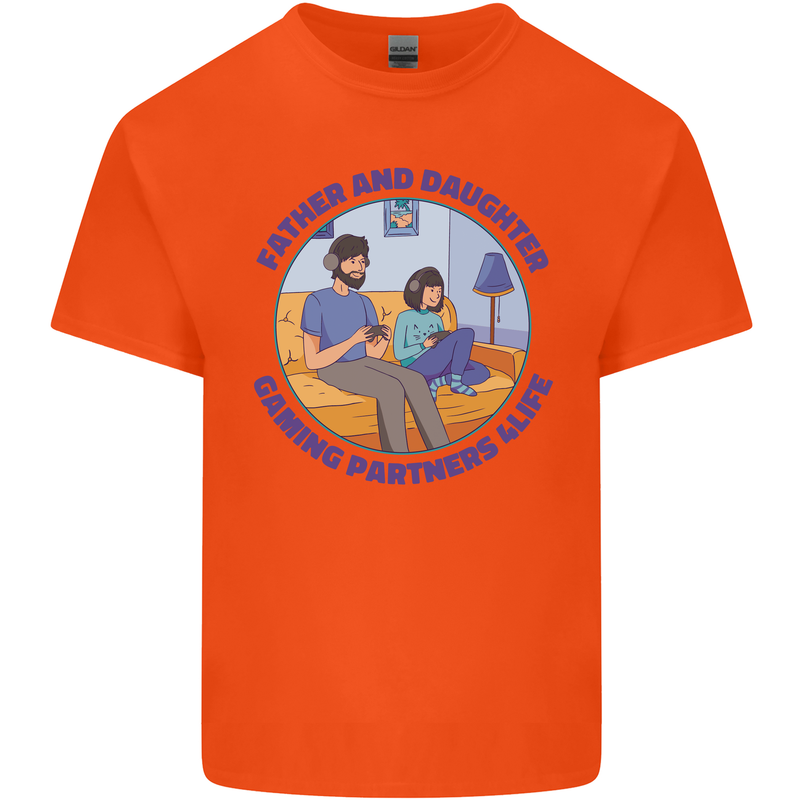 Father & Daughter Gaming Gamer Day Funny Kids T-Shirt Childrens Orange