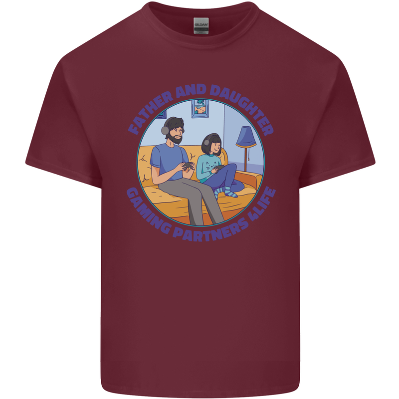 Father & Daughter Gaming Gamer Day Funny Mens Cotton T-Shirt Tee Top Maroon