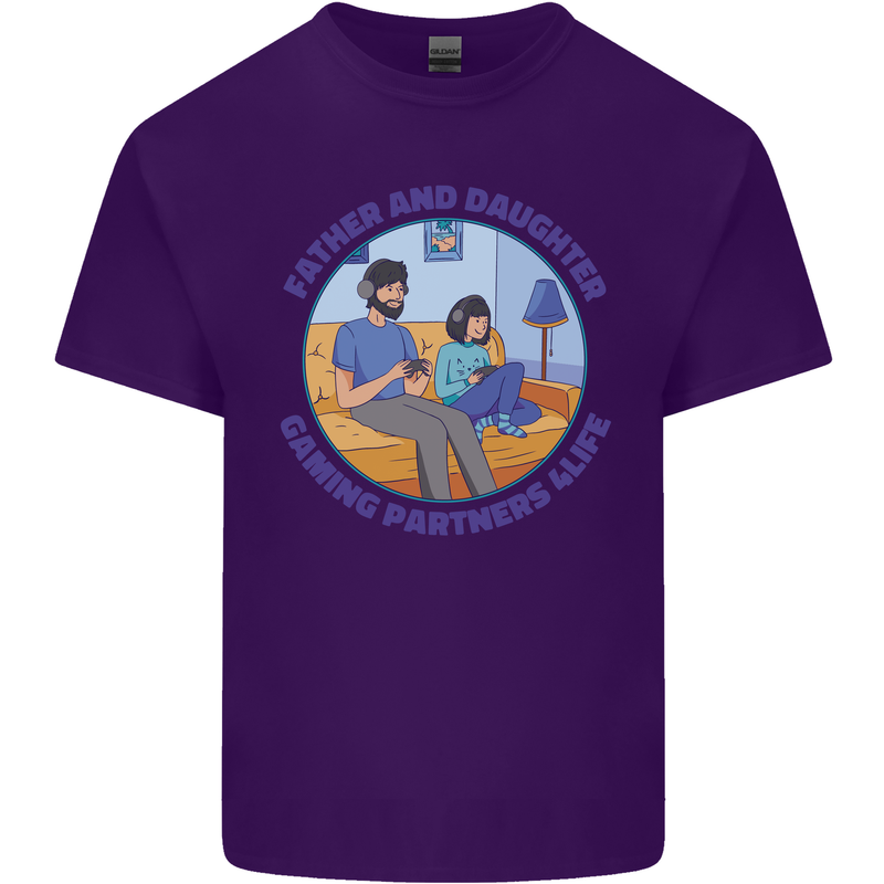 Father & Daughter Gaming Gamer Day Funny Mens Cotton T-Shirt Tee Top Purple