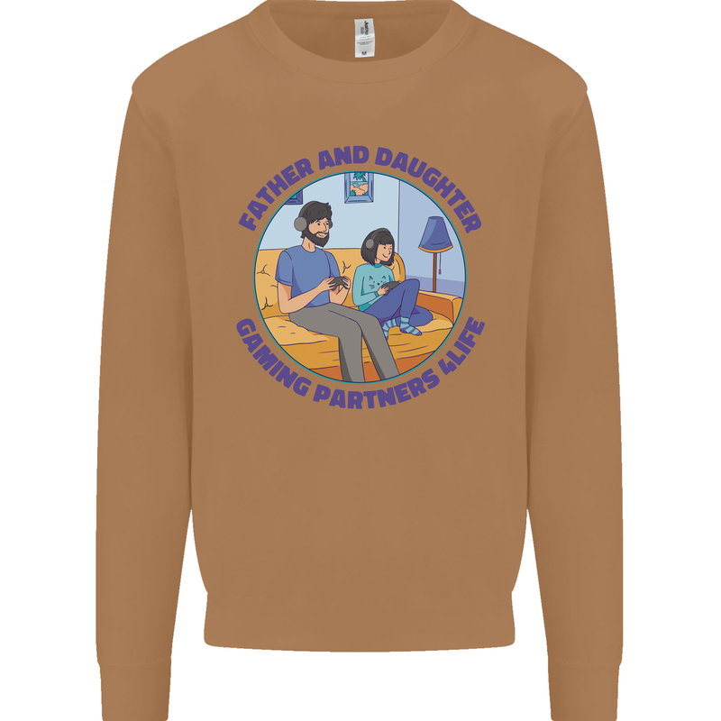 Father & Daughter Gaming Gamer Day Funny Mens Sweatshirt Jumper Caramel Latte