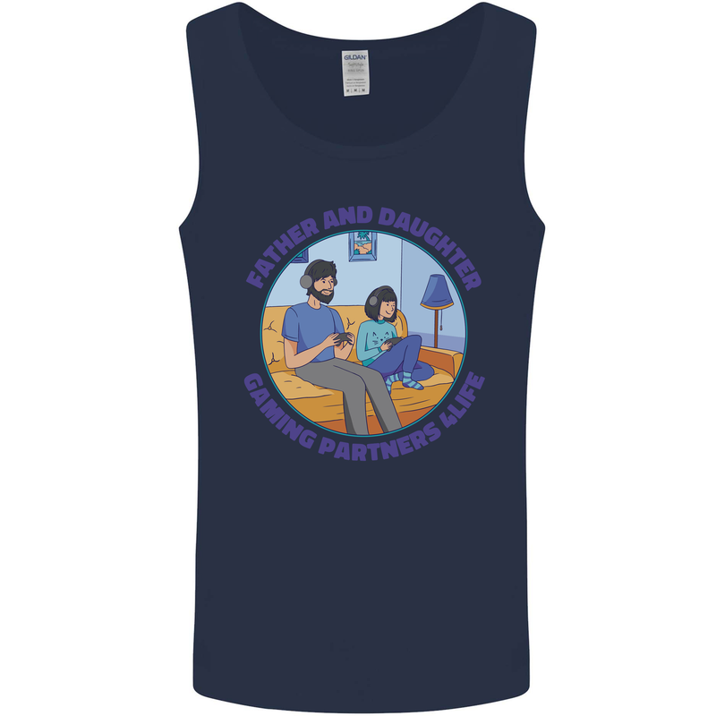 Father & Daughter Gaming Gamer Day Funny Mens Vest Tank Top Navy Blue