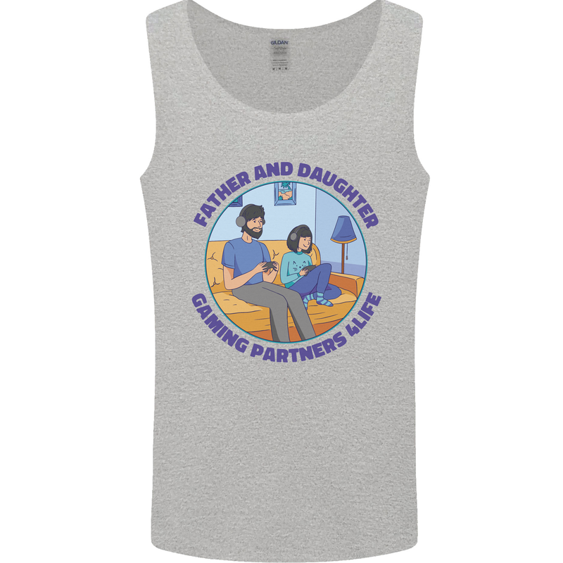 Father & Daughter Gaming Gamer Day Funny Mens Vest Tank Top Sports Grey