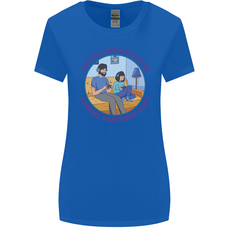 Father & Daughter Gaming Gamer Day Funny Womens Wider Cut T-Shirt Royal Blue