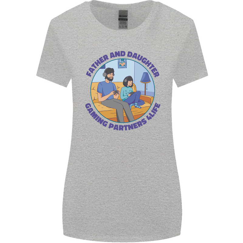 Father & Daughter Gaming Gamer Day Funny Womens Wider Cut T-Shirt Sports Grey