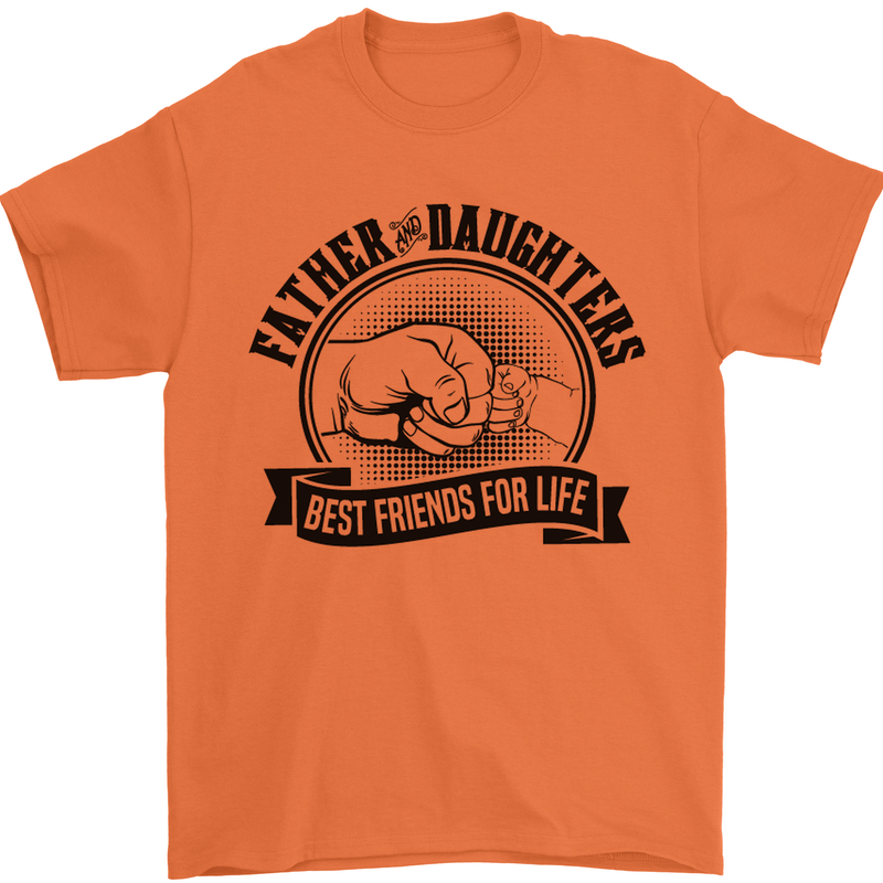 Father & Daughters Best Friends Fathers Day Mens T-Shirt Cotton Gildan Orange