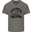 Father & Daughters Best Friends Fathers Day Mens V-Neck Cotton T-Shirt Charcoal