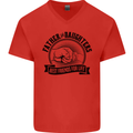 Father & Daughters Best Friends Fathers Day Mens V-Neck Cotton T-Shirt Red