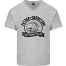 Father & Daughters Best Friends Fathers Day Mens V-Neck Cotton T-Shirt Sports Grey