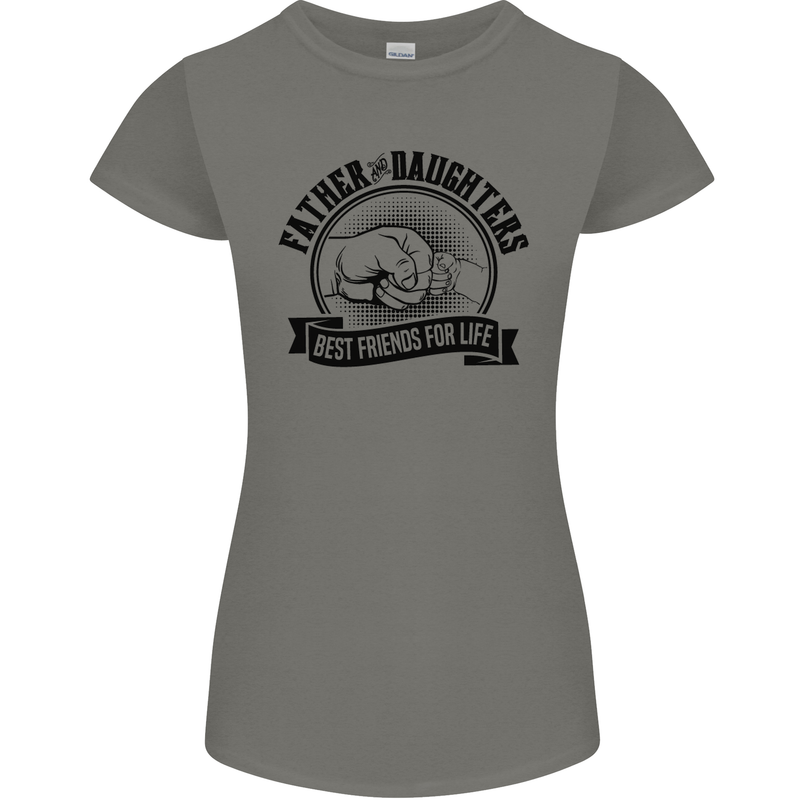 Father & Daughters Best Friends Fathers Day Womens Petite Cut T-Shirt Charcoal