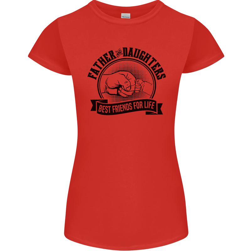 Father & Daughters Best Friends Fathers Day Womens Petite Cut T-Shirt Red