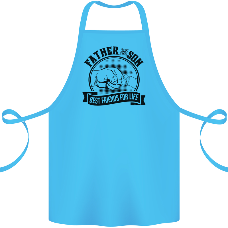 Father & Son Best Friends Father's Day Cotton Apron 100% Organic Turquoise