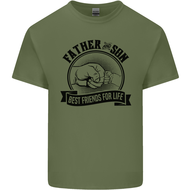 Father & Son Best Friends Father's Day Mens Cotton T-Shirt Tee Top Military Green