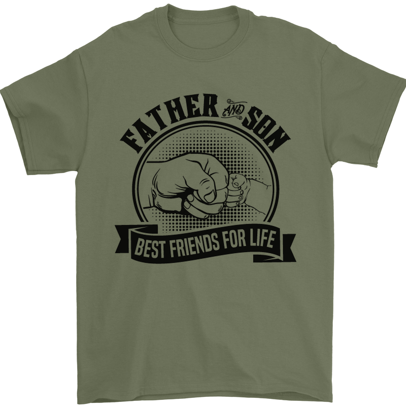 Father & Son Best Friends Father's Day Mens T-Shirt Cotton Gildan Military Green