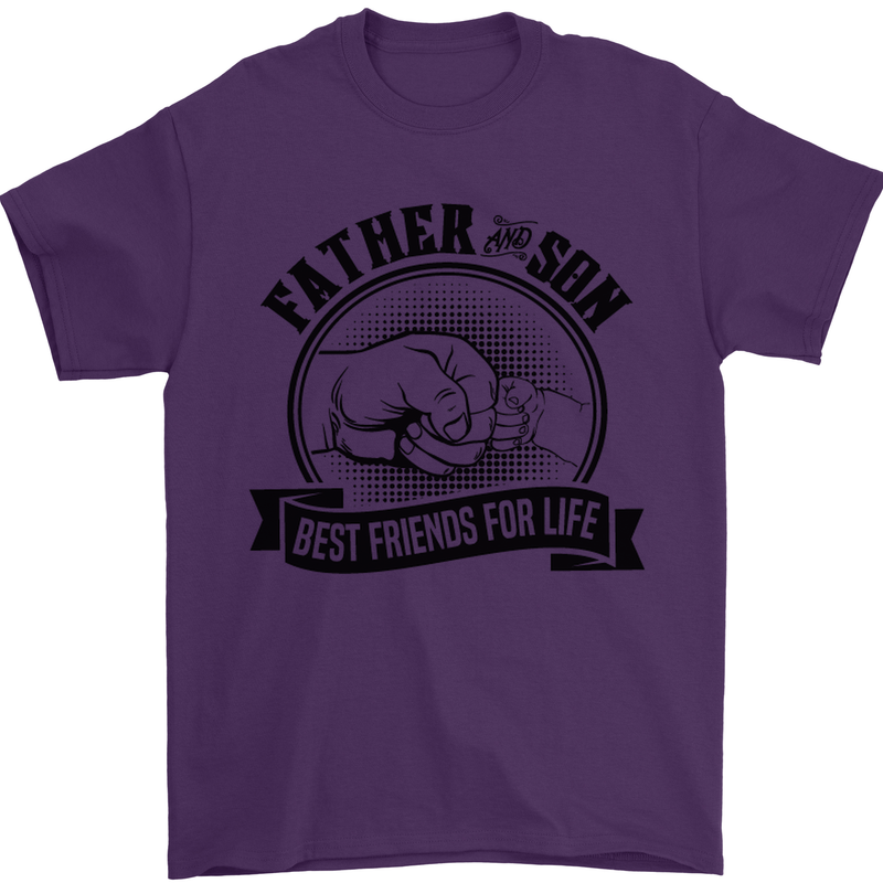 Father & Son Best Friends Father's Day Mens T-Shirt Cotton Gildan Purple