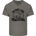 Father & Son Best Friends Father's Day Mens V-Neck Cotton T-Shirt Charcoal