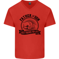 Father & Son Best Friends Father's Day Mens V-Neck Cotton T-Shirt Red