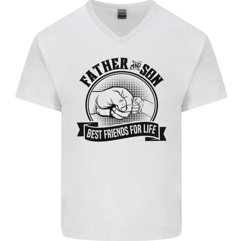 Father & Son Best Friends Father's Day Mens V-Neck Cotton T-Shirt White