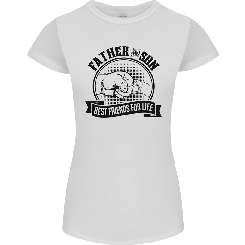 Father & Son Best Friends Father's Day Womens Petite Cut T-Shirt White