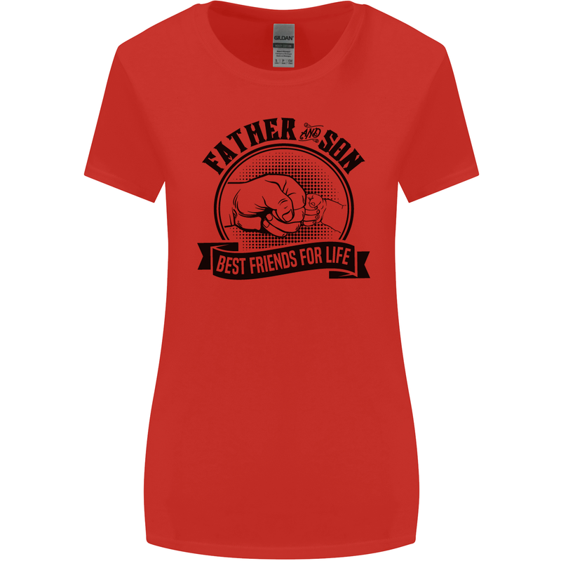 Father & Son Best Friends Father's Day Womens Wider Cut T-Shirt Red