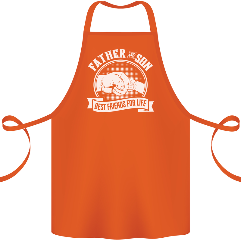 Father & Son Best Friends for Life Cotton Apron 100% Organic Orange