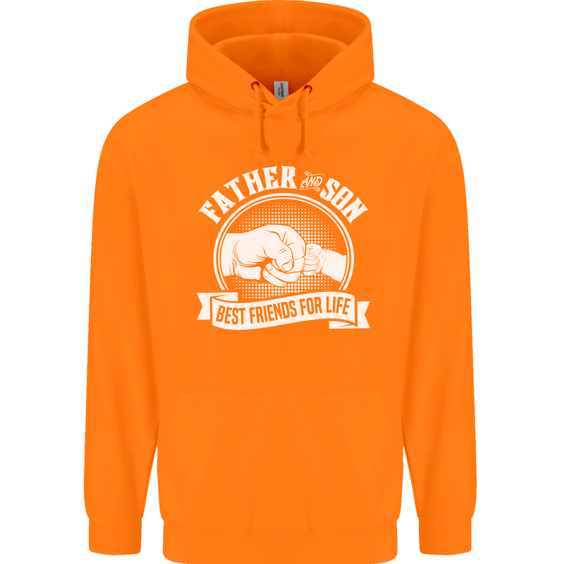 Father & Son Best Friends for Life Mens 80% Cotton Hoodie Orange