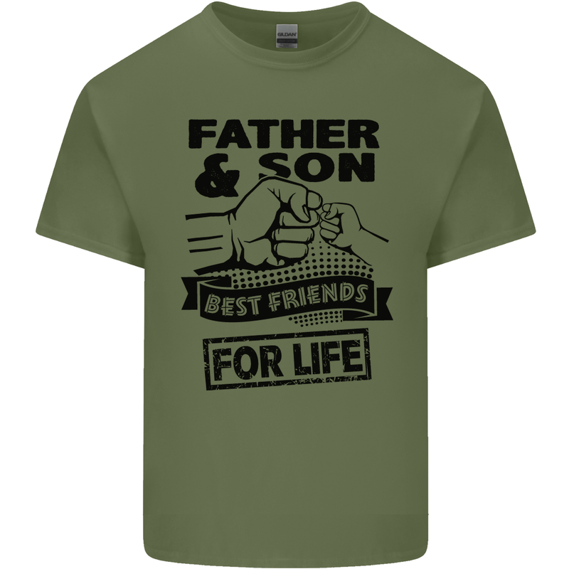 Father & Son Best Friends for Life Mens Cotton T-Shirt Tee Top Military Green
