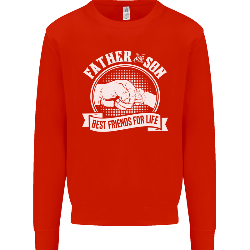 Father & Son Best Friends for Life Mens Sweatshirt Jumper Bright Red