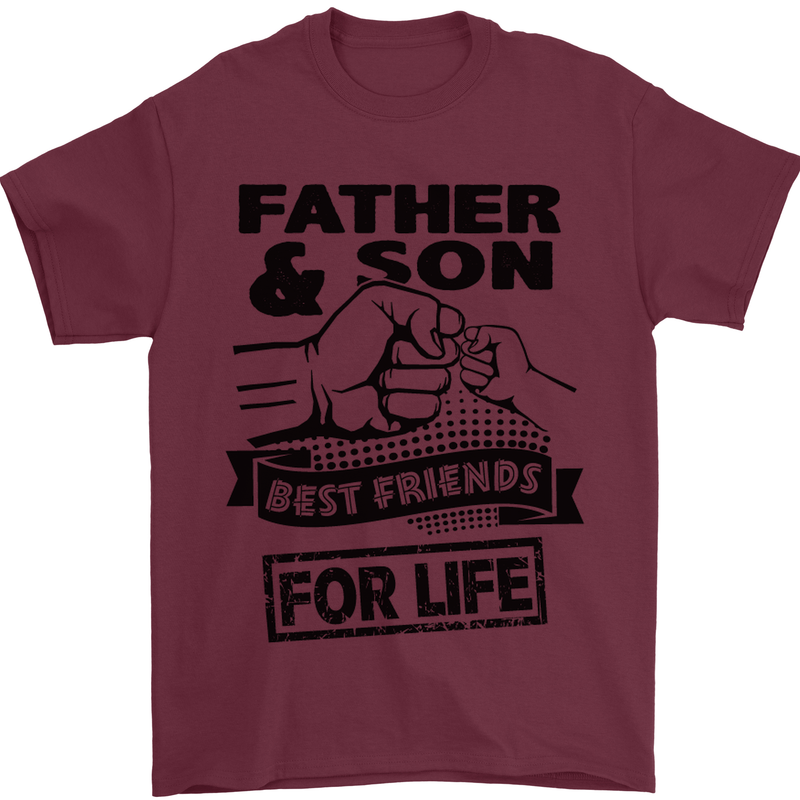 Father & Son Best Friends for Life Mens T-Shirt Cotton Gildan Maroon