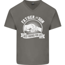 Father & Son Best Friends for Life Mens V-Neck Cotton T-Shirt Charcoal