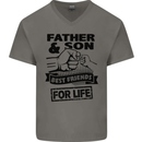 Father & Son Best Friends for Life Mens V-Neck Cotton T-Shirt Charcoal