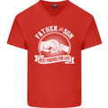 Father & Son Best Friends for Life Mens V-Neck Cotton T-Shirt Red
