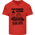 Father & Son Best Friends for Life Mens V-Neck Cotton T-Shirt Red
