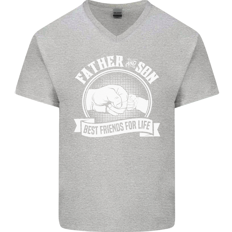 Father & Son Best Friends for Life Mens V-Neck Cotton T-Shirt Sports Grey