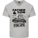 Father & Son Best Friends for Life Mens V-Neck Cotton T-Shirt Sports Grey