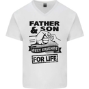 Father & Son Best Friends for Life Mens V-Neck Cotton T-Shirt White